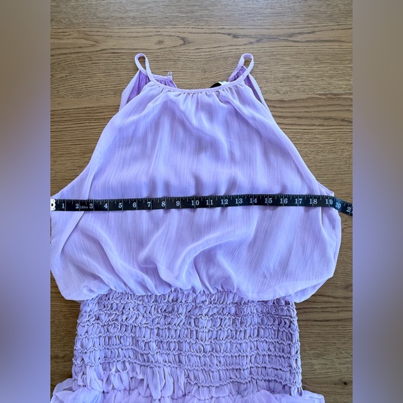 DO+BE Lilac Ruffle Mini Dress Sleeveless Smocked Waist Size M NWT - Picture 3 of 11